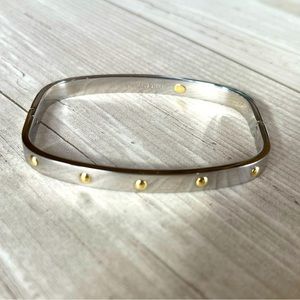 Milor square stainless steel and gold dot hinge bracelet. Vintage